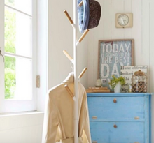 Load image into Gallery viewer, White &amp; Wood Coat Rack