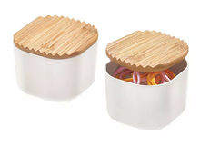 Load image into Gallery viewer, White Stacking Storage Container Wood Lid IDesign